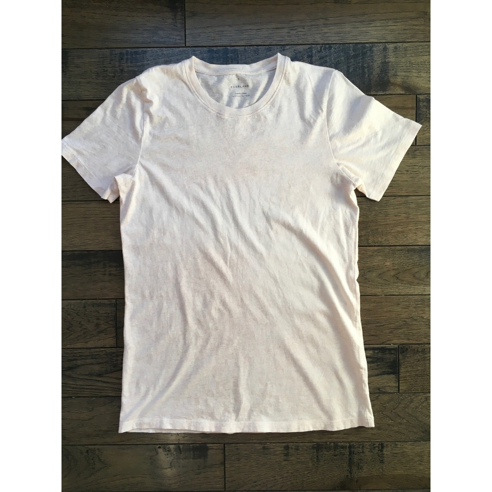 Everlane Womens Organic Cotton Crew Neck Tee Light Pink Heathered Short Sleeve S